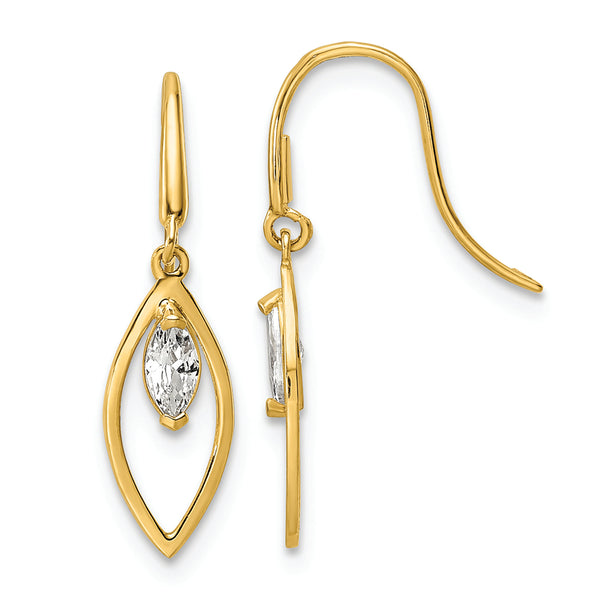 14k CZ Dangle Earrings