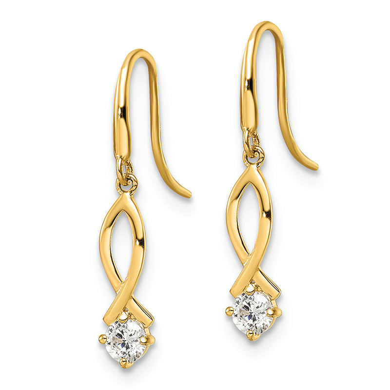 14k CZ Dangle Earrings