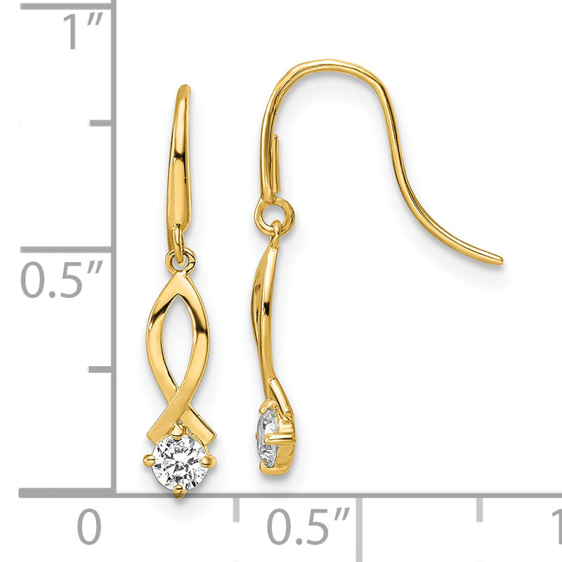 14k CZ Dangle Earrings