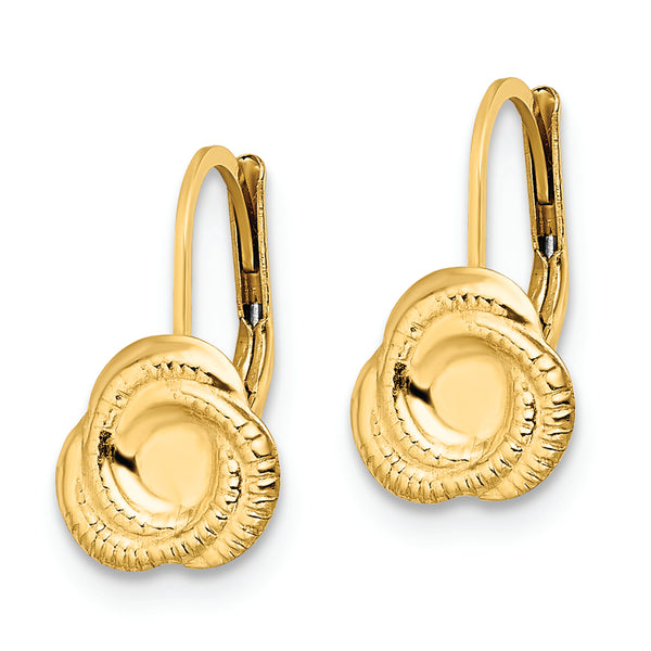 14K Polished Love Knot Leverback Earrings