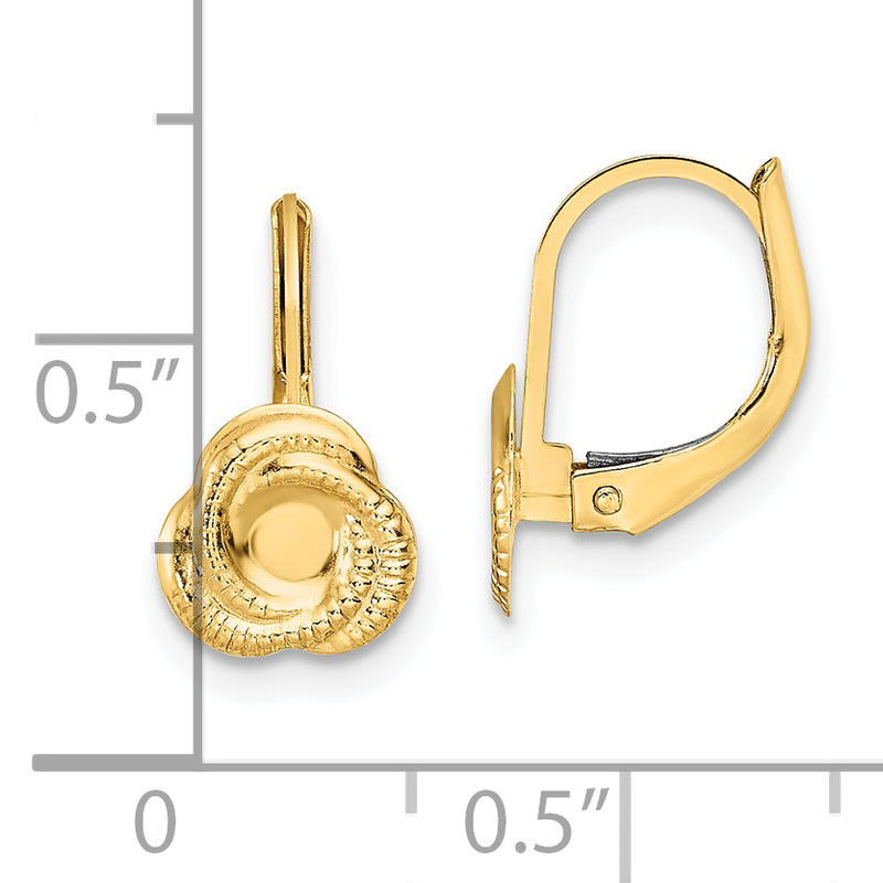 14K Polished Love Knot Leverback Earrings