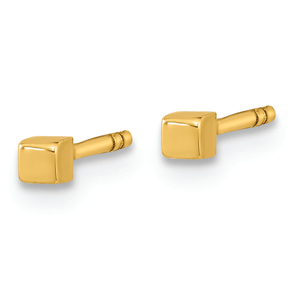 14K Polished Cube Post Earrings