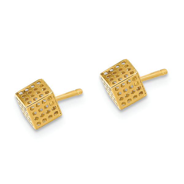 14K Gold Hollow Block Post Earrings