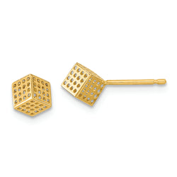 14K Gold Hollow Block Post Earrings