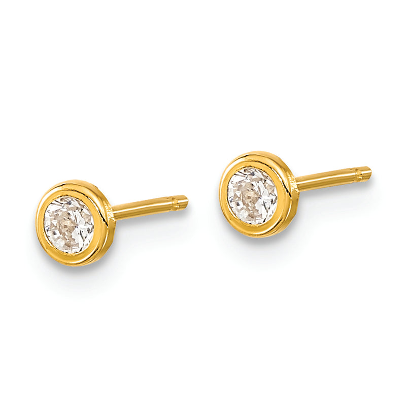 14K Polished Circle Bezel CZ Post Earrings