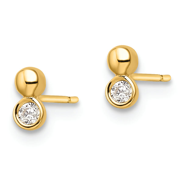 14k CZ Post Earrings