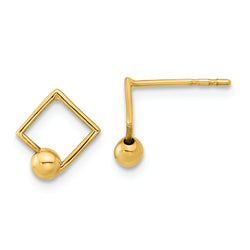 14K Polished Square with a Ball Post Earrings