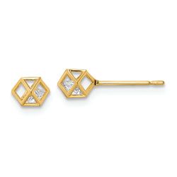 14k CZ Post Earrings