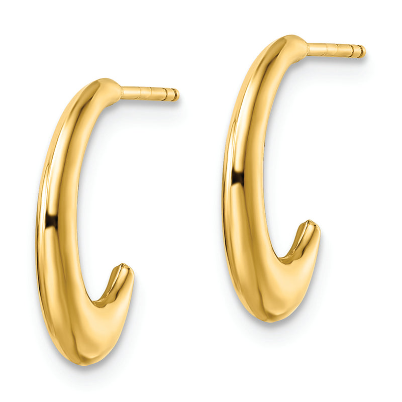 14k Polished J-Hoop Earrings