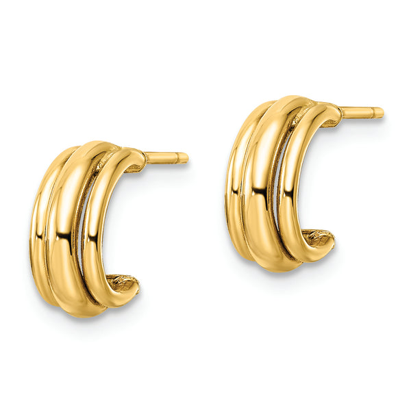 14k Polished J-Hoop Earrings