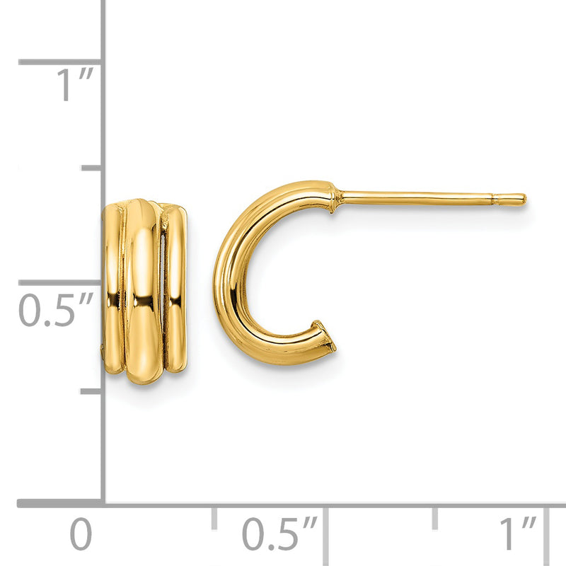 14k Polished J-Hoop Earrings