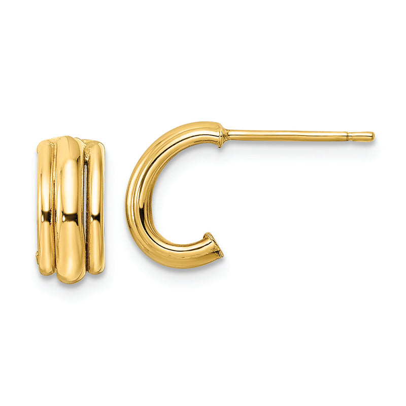 14k Polished J-Hoop Earrings