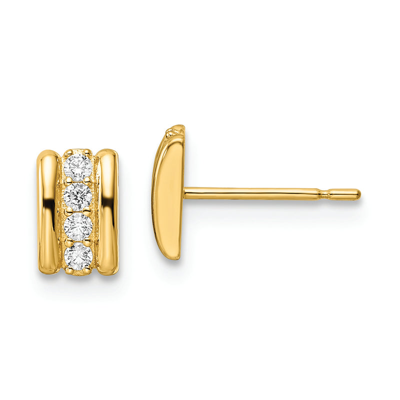 14K CZ Post Earrings