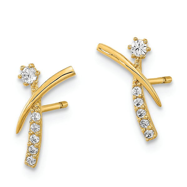 14K Polished Fancy CZ Post Earrings