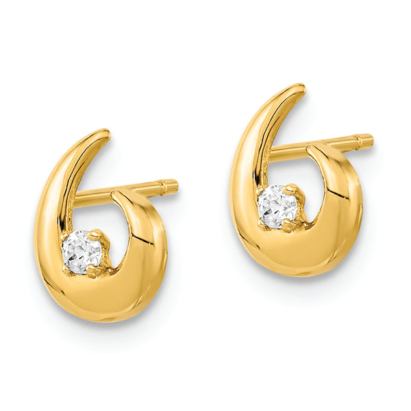 14K Polished CZ Fancy Post Earrings