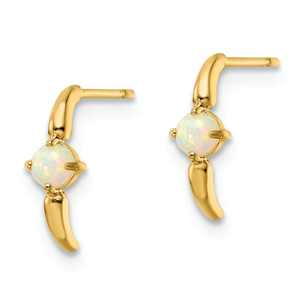 14k Created Opal J-Hoop Post Earrings