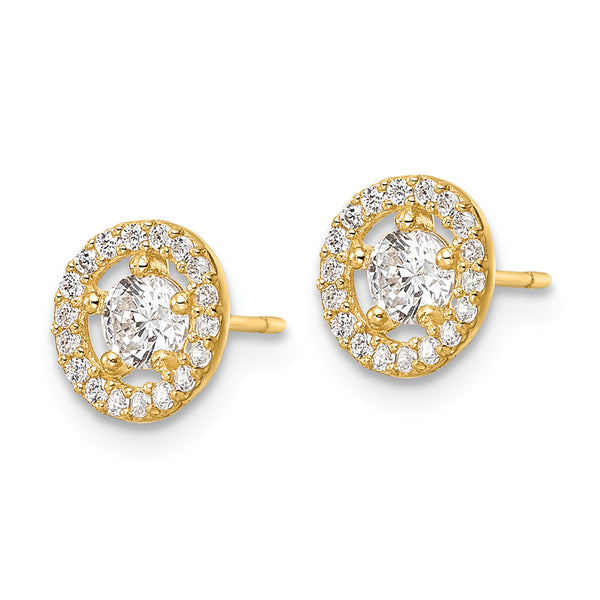 14k CZ Halo Stud Earrings