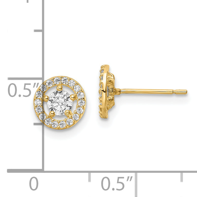 14k CZ Halo Stud Earrings