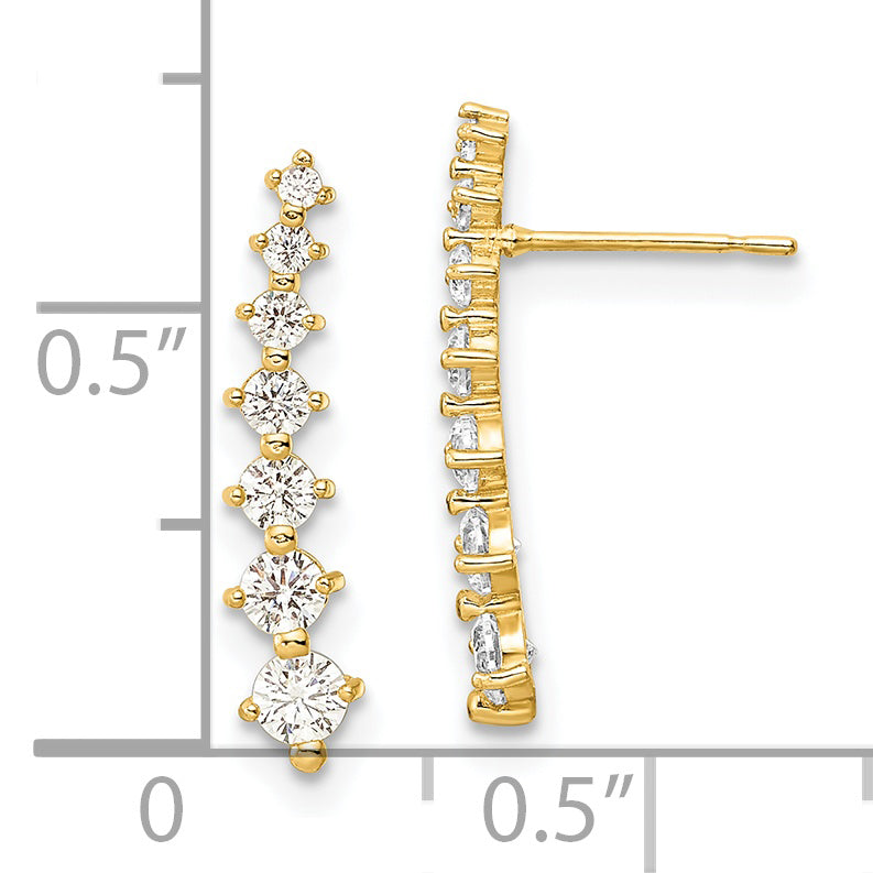 14K Polished White CZ Post Earrings