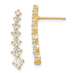 14K Polished White CZ Post Earrings