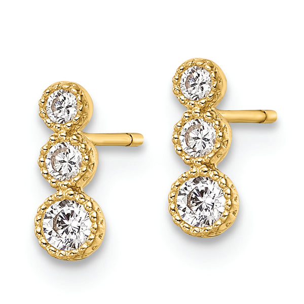 14k CZ Post Earrings