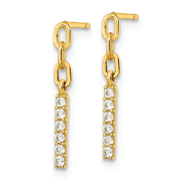 14k Yellow Gold Polished CZ Post Dangle Earrings