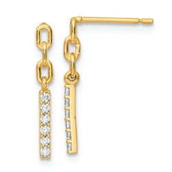 14k Yellow Gold Polished CZ Post Dangle Earrings