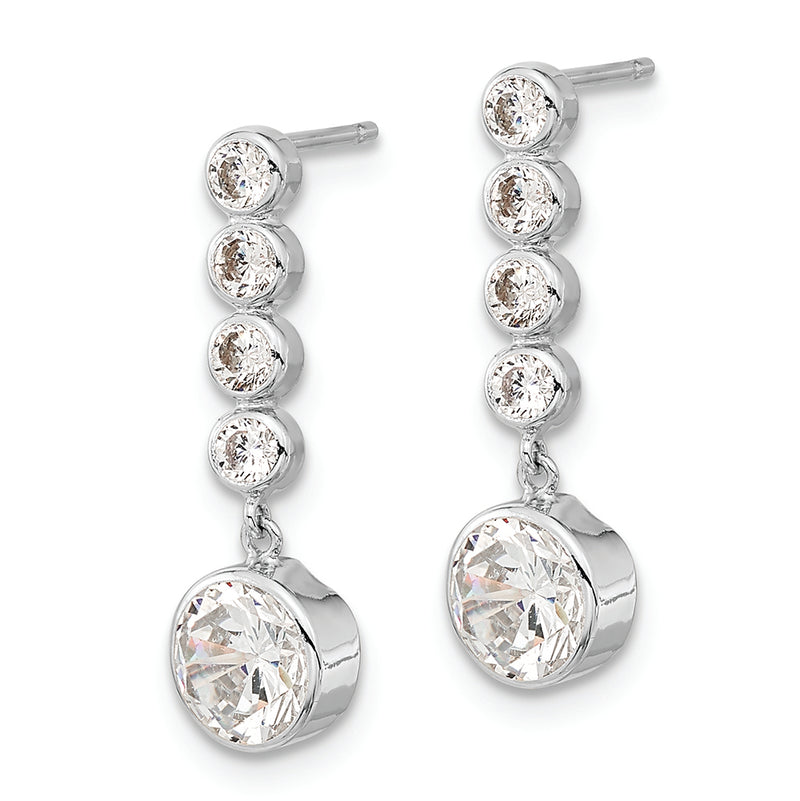 14K White Gold CZ Post Dangle Earrings