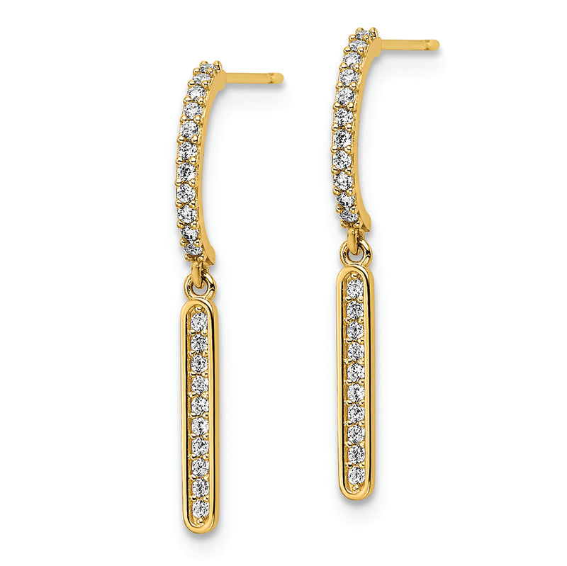 14K CZ Dangle Post Earrings