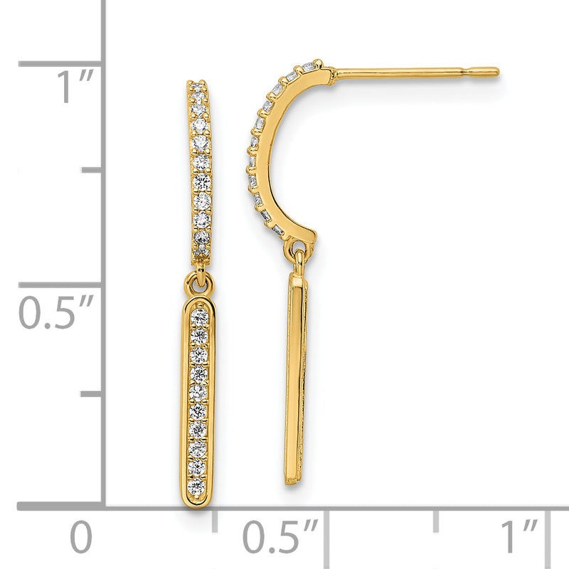 14K CZ Dangle Post Earrings