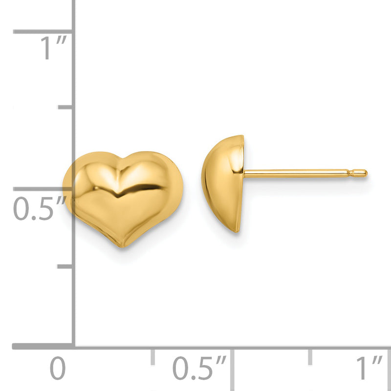 14k Polished Puffed Heart Post Earrings