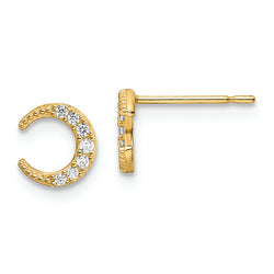 14k CZ Moon Post Earrings