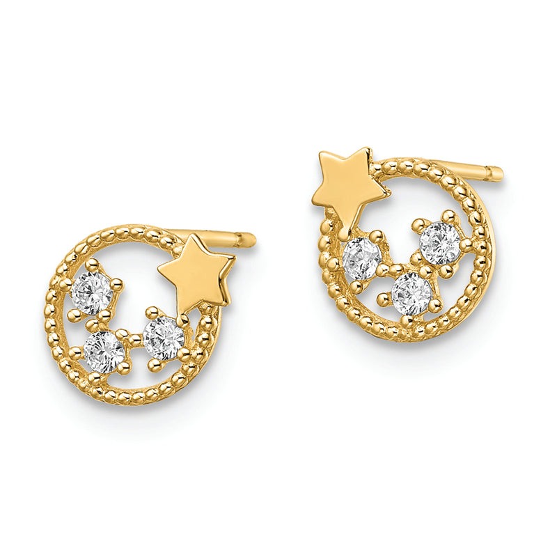 14k CZ Stars Post Earrings