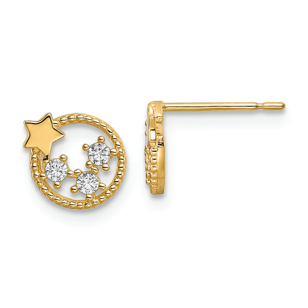 14k CZ Stars Post Earrings