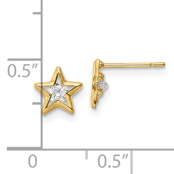 14k CZ Star Post Earrings