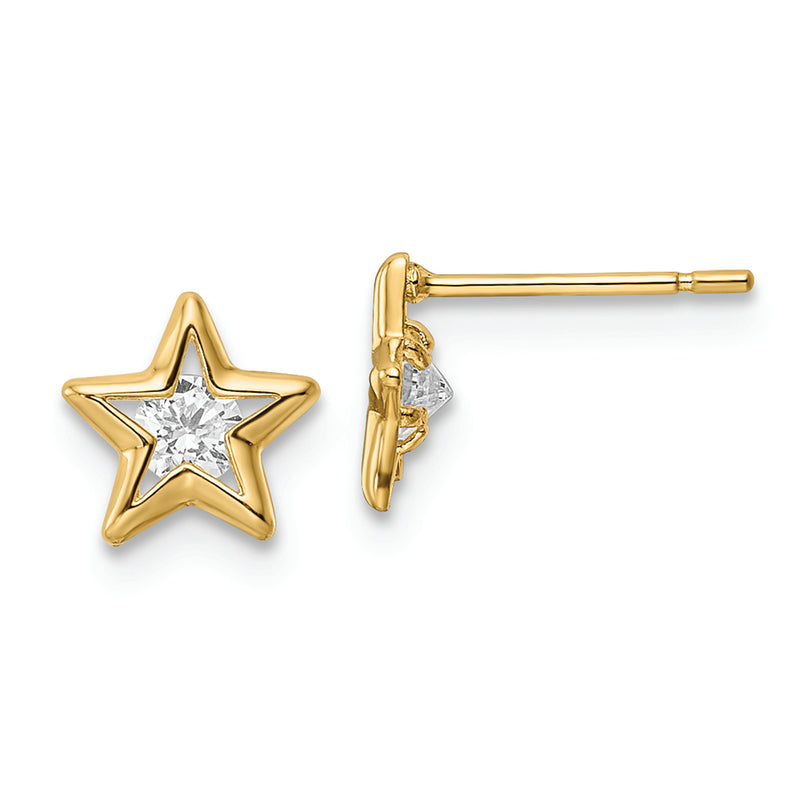 14k CZ Star Post Earrings