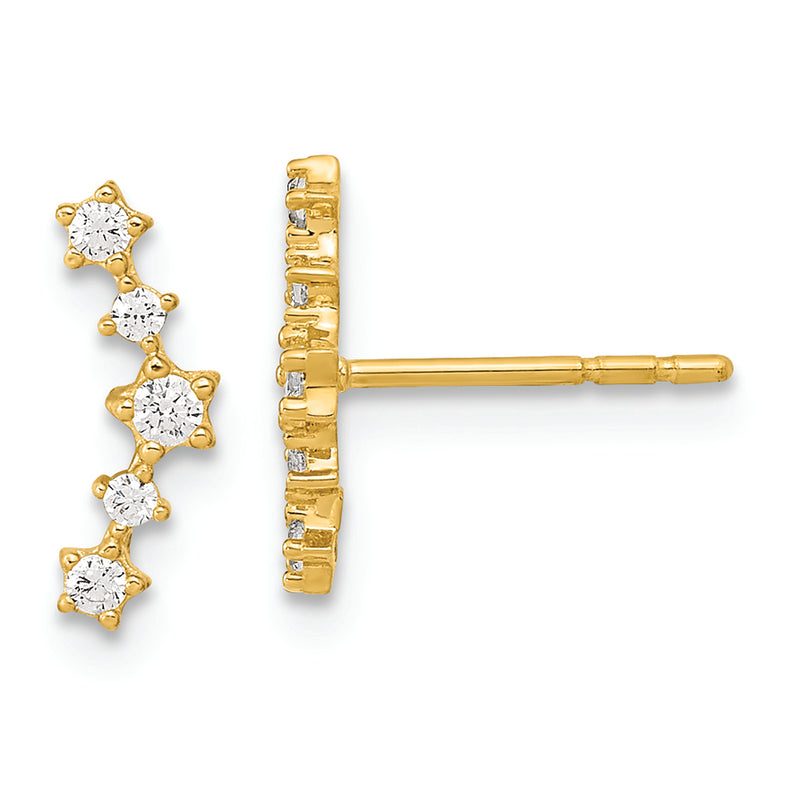 14K Polished Fancy CZ Post Earrings