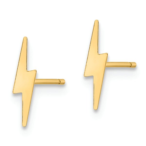 14K Polished Lightening Bolt Post Earrings