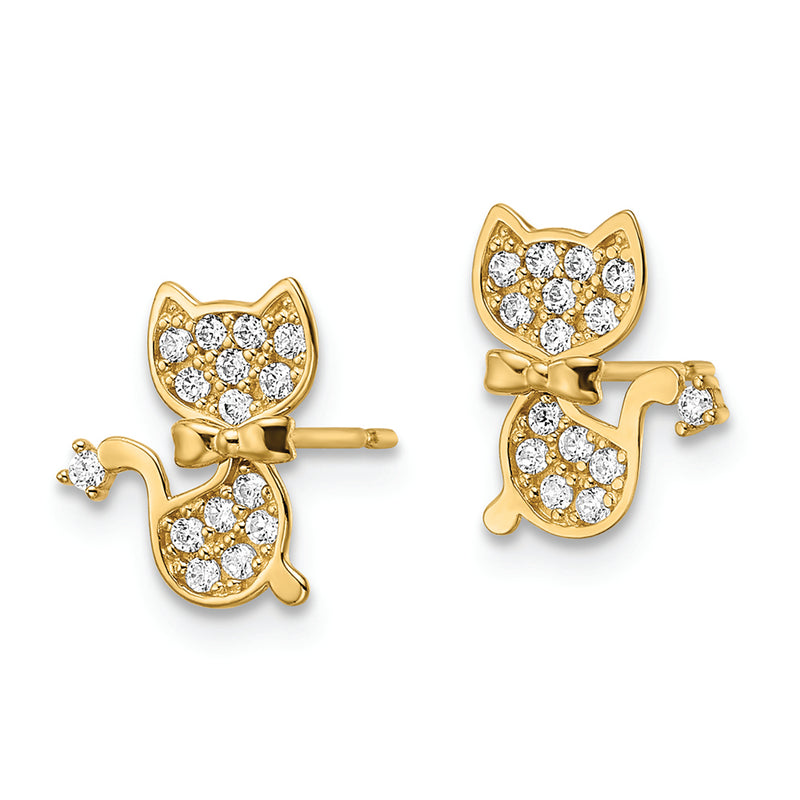 14k CZ Cat Post Earrings