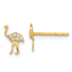 14K Polished Ostrich CZ Post Earrings