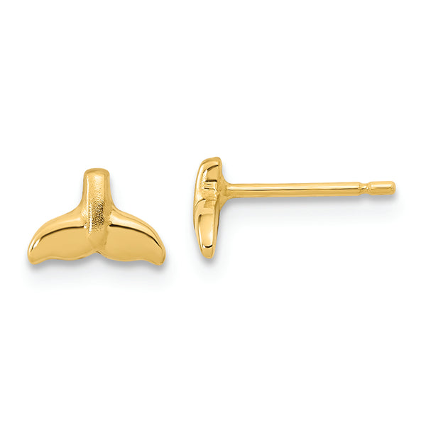 14K Polished Whale Tail Post Earrings