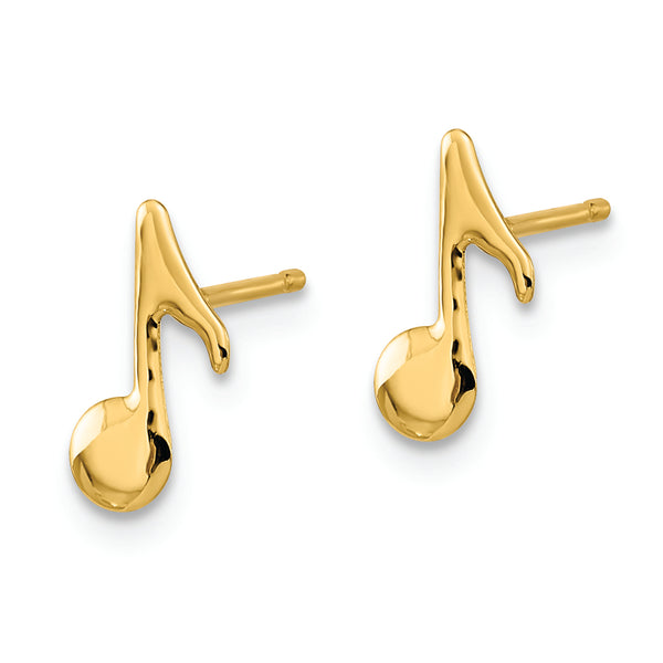 14K Polished Music Note Post Earrings