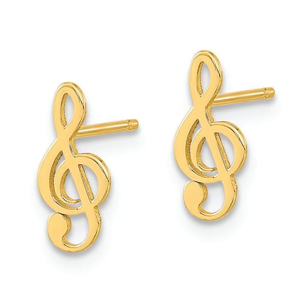 14K Polished Treble Clef Note Post Earrings