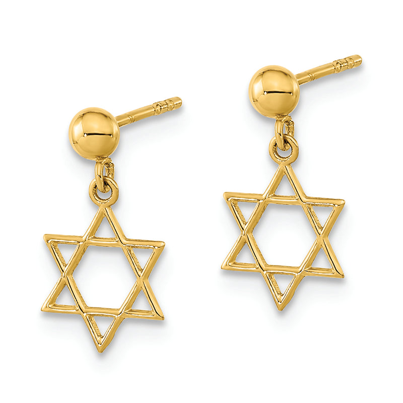 14K Polished Star of David Post Dangle Earrings