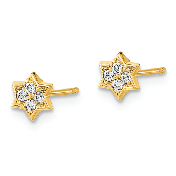 14K Polished Star CZ Post Earrings