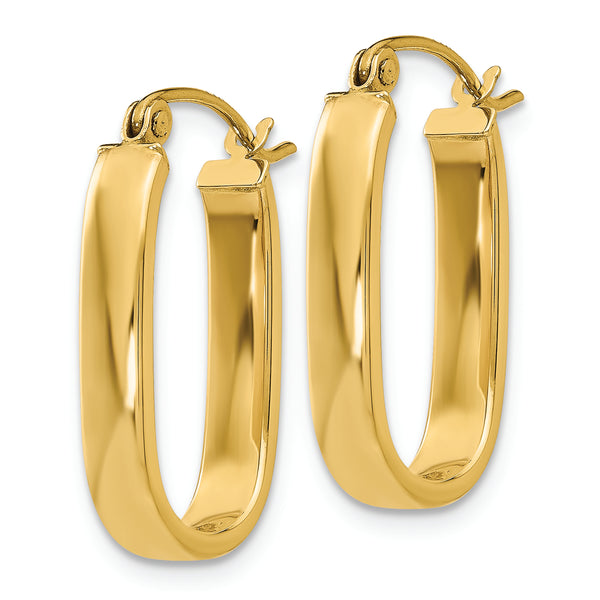 14k Polished 3.5mm Oval Hoop Earrings