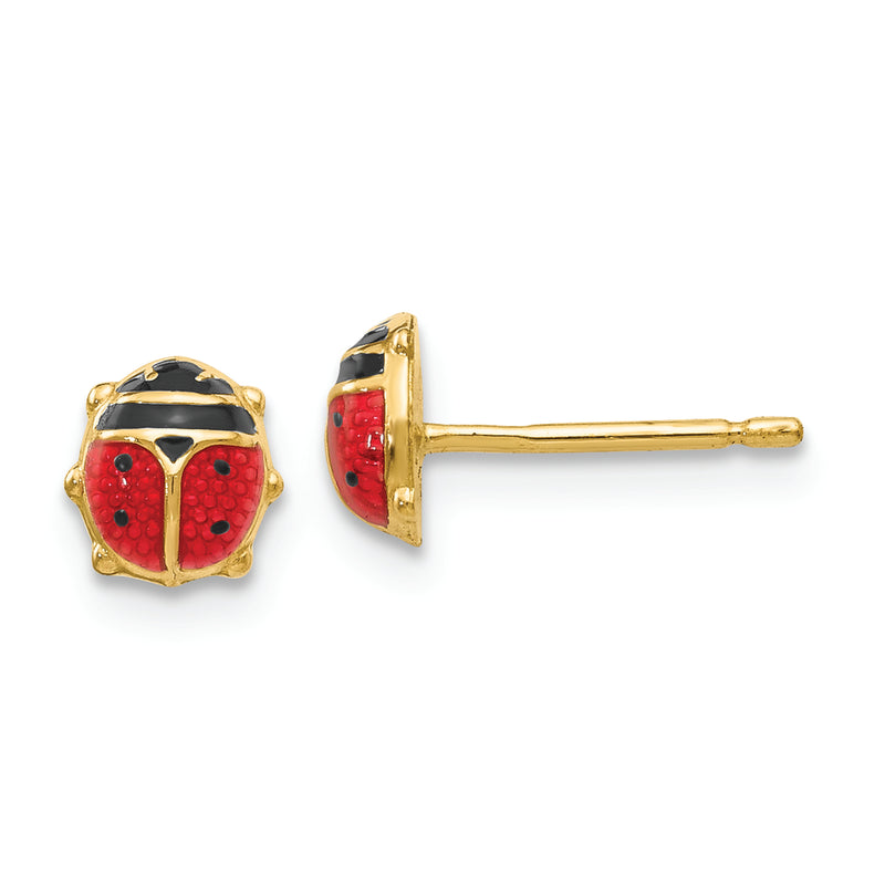 14k Enameled Ladybug Earrings