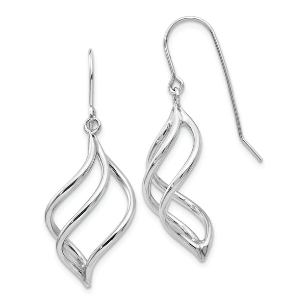 14K White Gold Swirl Dangle Earrings